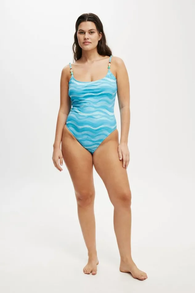 Cotton On OnePieceSwimsuits Thin Strap Low Scoop One Piece Cheeky Watercolour Blues 8211 Women Cotton On OnePieceSwimsuits Thin Strap Low Scoop One Piece Cheeky Watercolour Blues 8211 Women