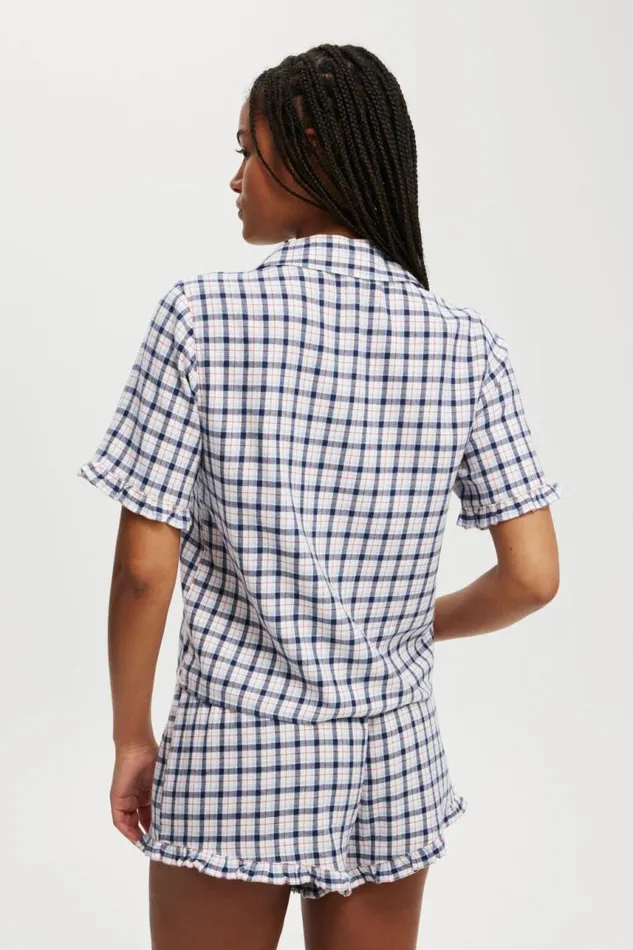 Cotton On Pajamas Flannel Short Sleeve Shirt And Short Sleep Set Robbin Checkblue 8211 Women Cotton On Pajamas Flannel Short Sleeve Shirt And Short Sleep Set Robbin Checkblue 8211 Women