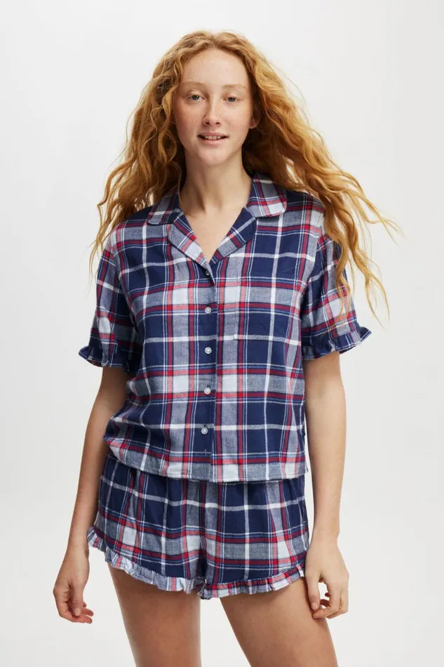 Cotton On Pajamas Flannel Short Sleeve Shirt And Short Sleep Set Toni Checknavywhite And Red 8211 Women Cotton On Pajamas Flannel Short Sleeve Shirt And Short Sleep Set Toni Checknavywhite And Red 8211 Women