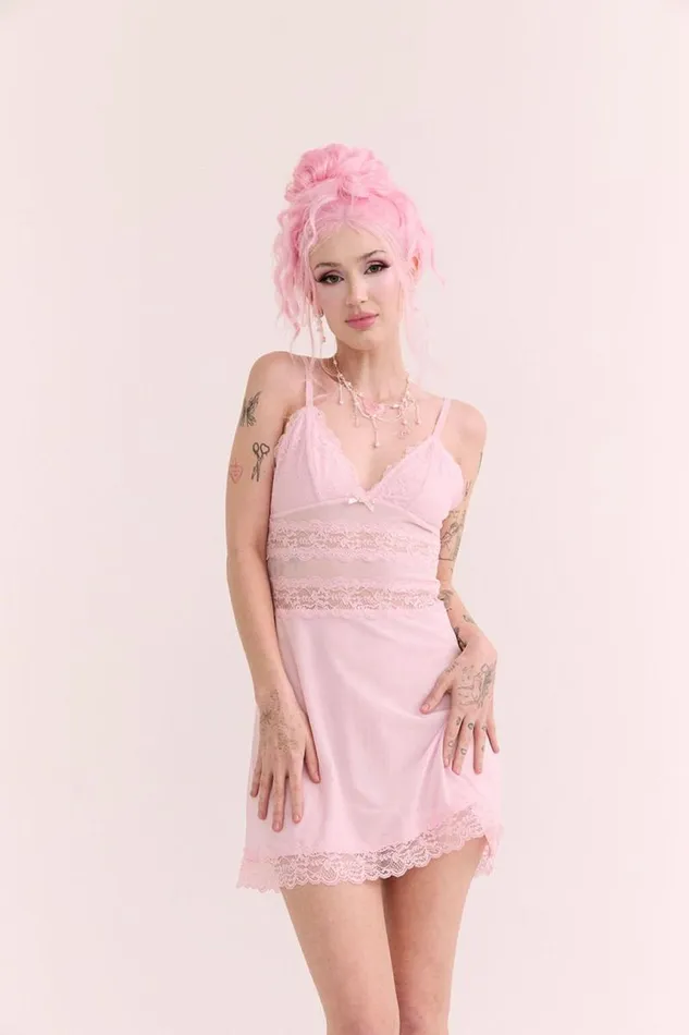 Cotton On Pajamas Peach Prc Lace Mesh Slip Nightie Lcn Bra Peach Prc Soft Rose 8211 Women