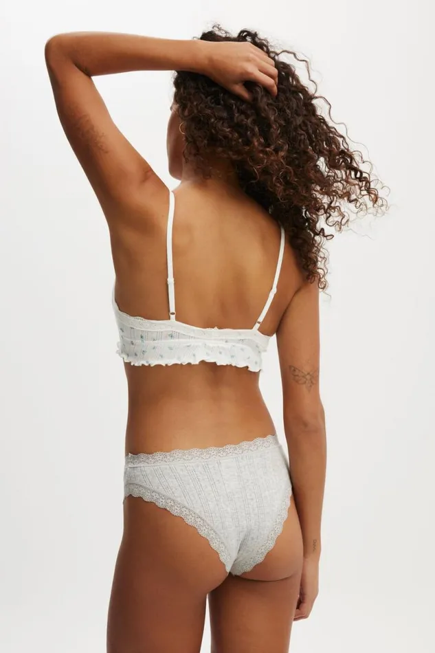 Cotton On Panties Organic Cotton Lace Cheeky Brief Grey Marle 8211 Women