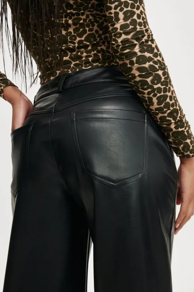 Cotton On Pants Faux Leather Wide Leg Pant Black 8211 Women