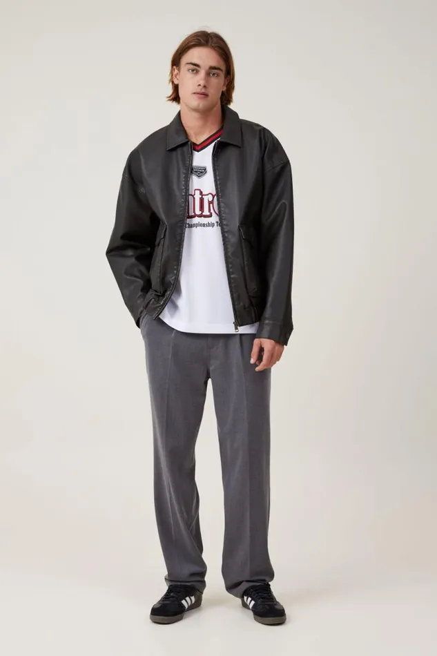 Cotton On Pants Relaxed Pleated Pant Charcoal 8211 Men