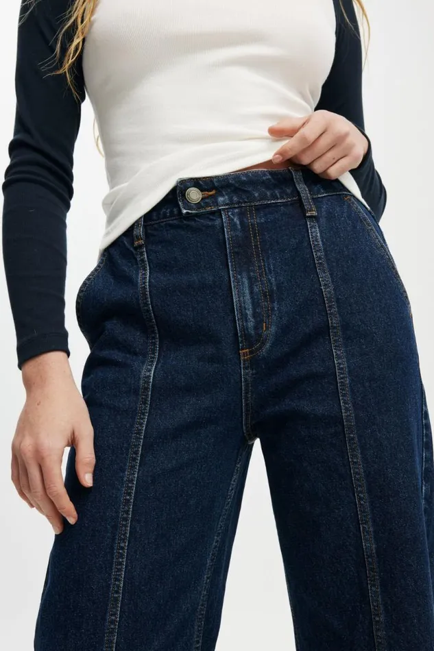Cotton On Pants Seam Wide Jean Rinse Blue 8211 Women