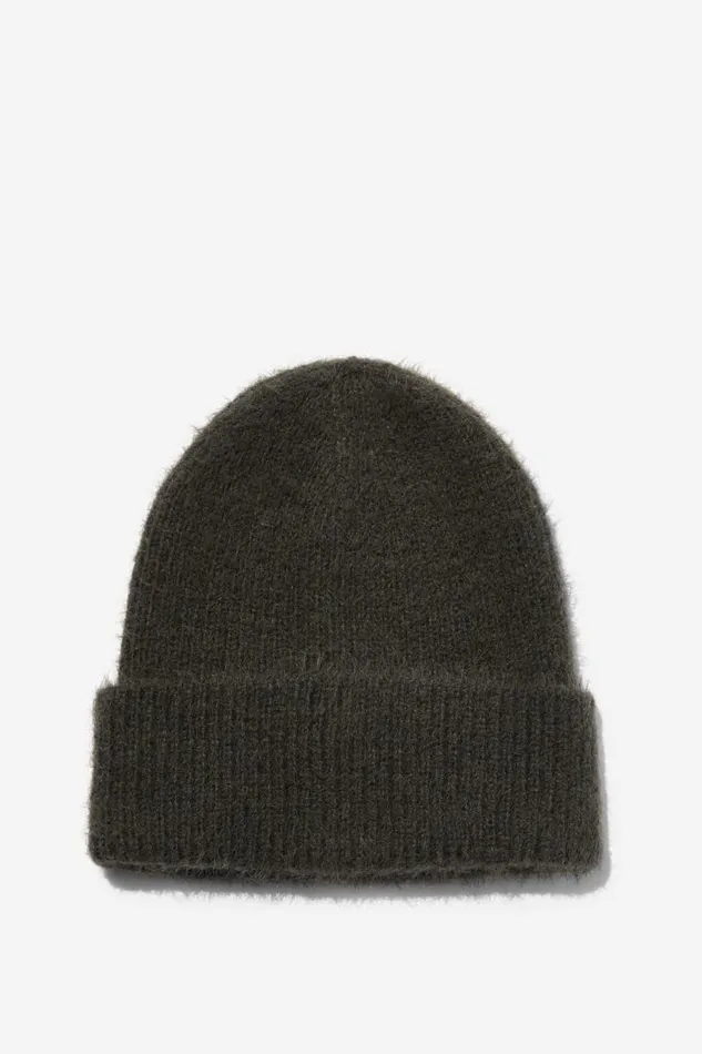 Cotton On ScarvesBeaniesandHats Fluffy Yarn Beanie Charcoal 8211 Women