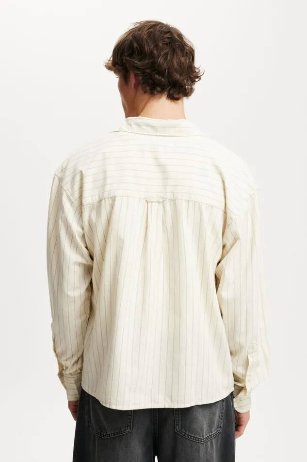Cotton On Shirts and Polos Cropped Oxford Long Sleeve Shirt Natural Stripe 8211 Men Cotton On Shirts and Polos Cropped Oxford Long Sleeve Shirt Natural Stripe 8211 Men