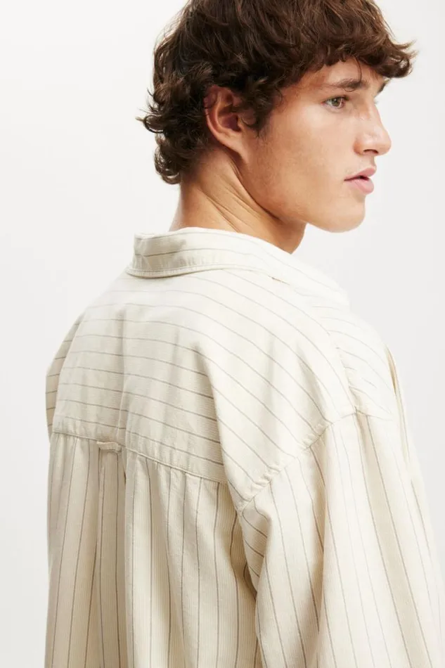 Cotton On Shirts and Polos Cropped Oxford Long Sleeve Shirt Natural Stripe 8211 Men Cotton On Shirts and Polos Cropped Oxford Long Sleeve Shirt Natural Stripe 8211 Men