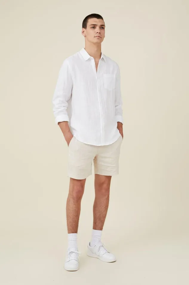 Cotton On Shirts and Polos Linen Long Sleeve Shirt White 8211 Men Cotton On Shirts and Polos Linen Long Sleeve Shirt White 8211 Men