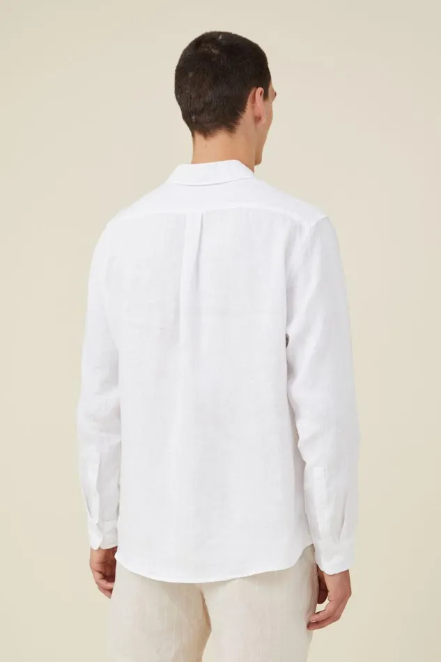 Cotton On Shirts and Polos Linen Long Sleeve Shirt White 8211 Men Cotton On Shirts and Polos Linen Long Sleeve Shirt White 8211 Men