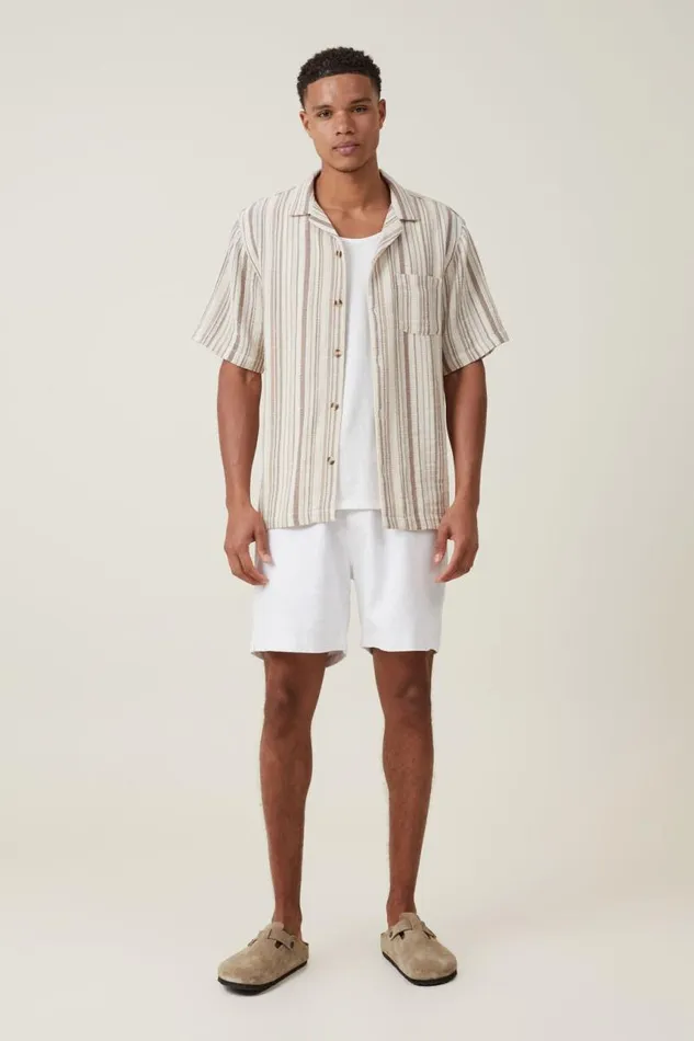 Cotton On Shirts and Polos Palma Short Sleeve Shirt Natural Multi Stripe 8211 Men Cotton On Shirts and Polos Palma Short Sleeve Shirt Natural Multi Stripe 8211 Men