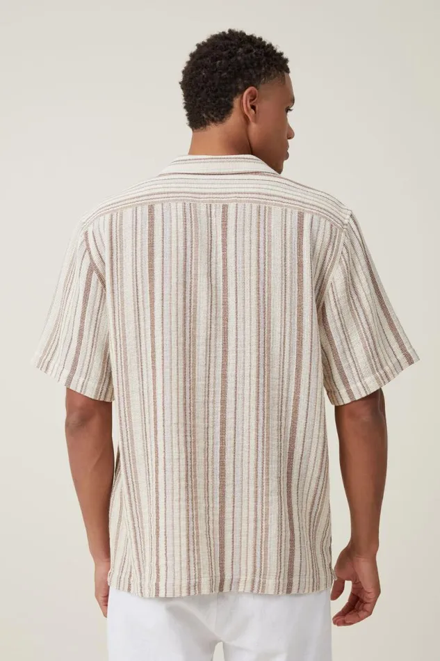 Cotton On Shirts and Polos Palma Short Sleeve Shirt Natural Multi Stripe 8211 Men Cotton On Shirts and Polos Palma Short Sleeve Shirt Natural Multi Stripe 8211 Men