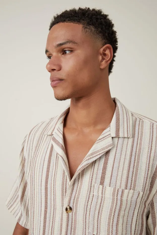 Cotton On Shirts and Polos Palma Short Sleeve Shirt Natural Multi Stripe 8211 Men Cotton On Shirts and Polos Palma Short Sleeve Shirt Natural Multi Stripe 8211 Men