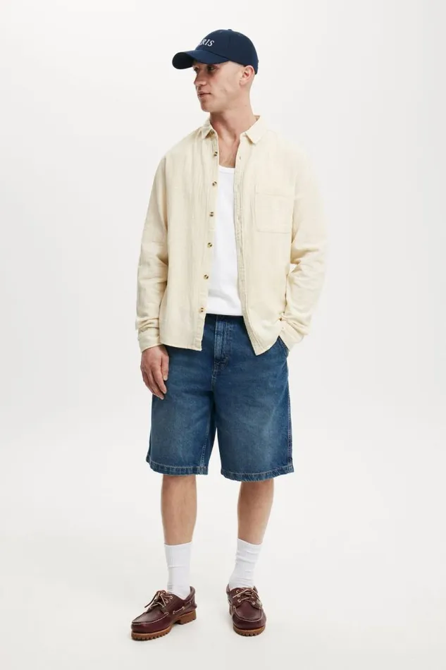 Cotton On Shirts and Polos Portland Long Sleeve Shirt Cream Cheesecloth 8211 Men Cotton On Shirts and Polos Portland Long Sleeve Shirt Cream Cheesecloth 8211 Men