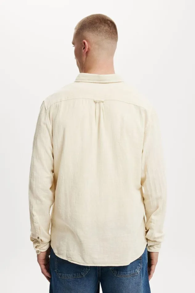 Cotton On Shirts and Polos Portland Long Sleeve Shirt Cream Cheesecloth 8211 Men Cotton On Shirts and Polos Portland Long Sleeve Shirt Cream Cheesecloth 8211 Men