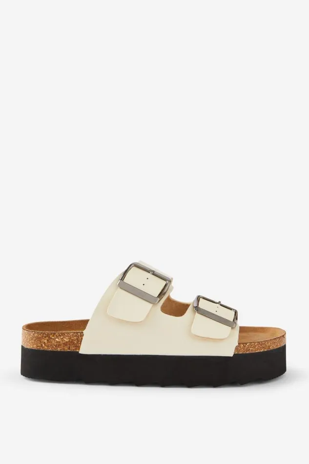 Cotton On ShoesandSlippers Rex Flatform Buckle Slide Ecru Smooth 8211 Women