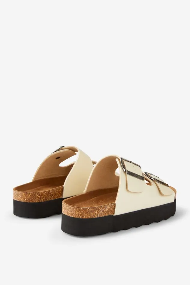 Cotton On ShoesandSlippers Rex Flatform Buckle Slide Ecru Smooth 8211 Women Cotton On ShoesandSlippers Rex Flatform Buckle Slide Ecru Smooth 8211 Women