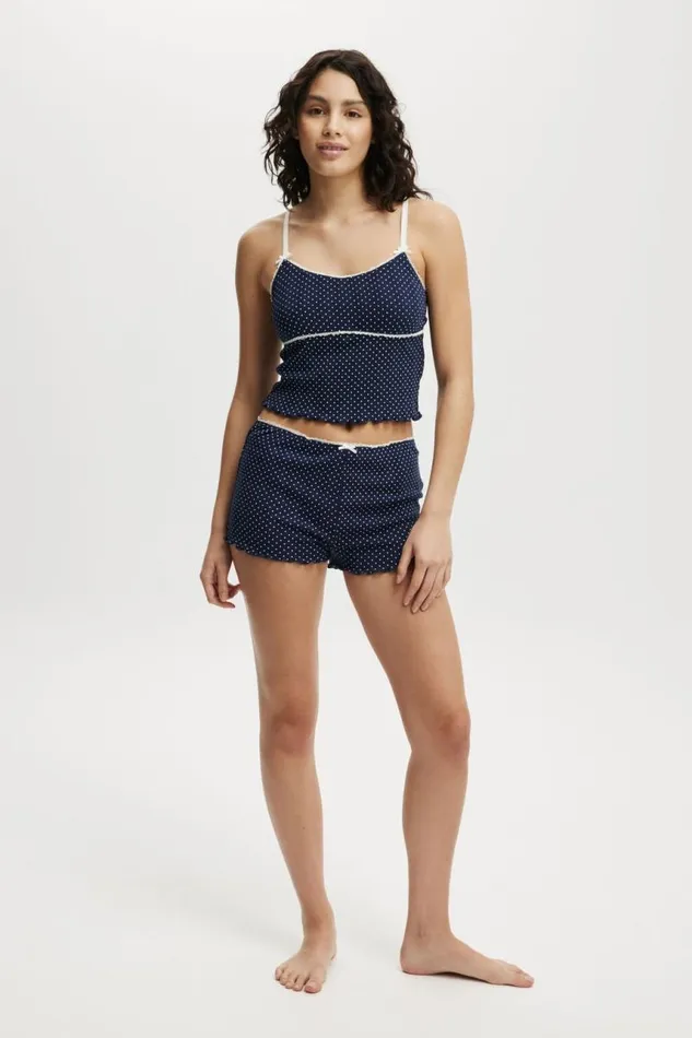 Cotton On Shorts Pointelle Picot Sleep Short Polka Dot Navy 8211 Women