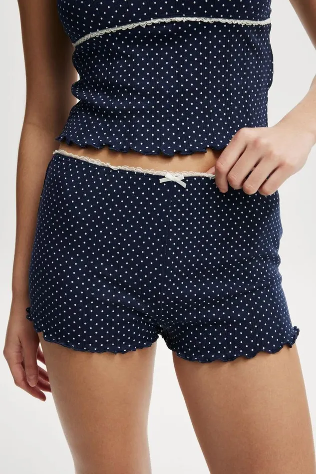 Cotton On Shorts Pointelle Picot Sleep Short Polka Dot Navy 8211 Women