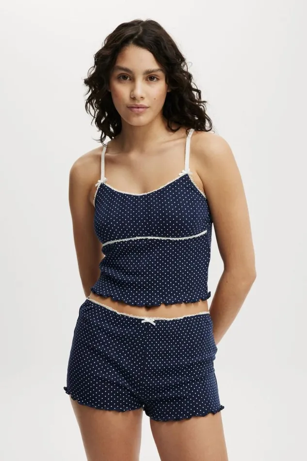 Cotton On Shorts Pointelle Picot Sleep Short Polka Dot Navy 8211 Women