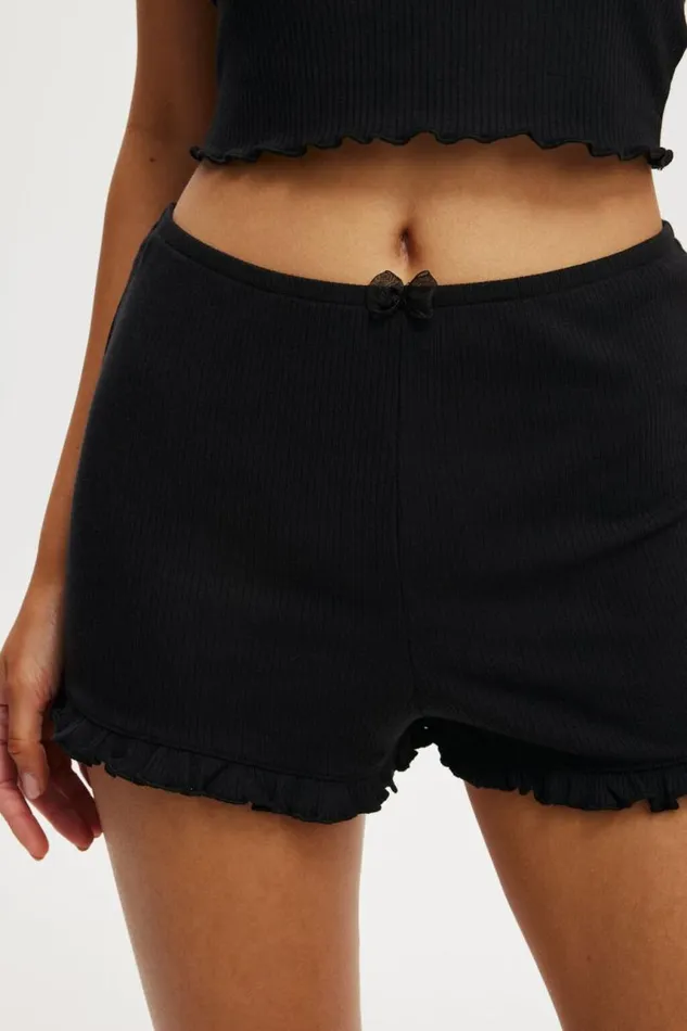 Cotton On Shorts Rib Ruffle Short Black 8211 Women Cotton On Shorts Rib Ruffle Short Black 8211 Women