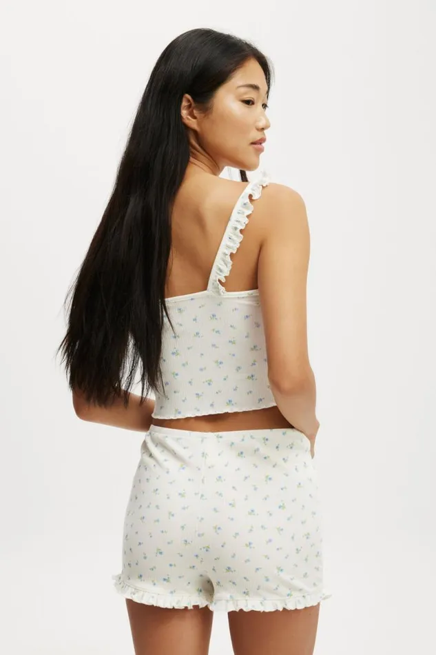 Cotton On Shorts Rib Ruffle Short Millie Spring Blue 8211 Women