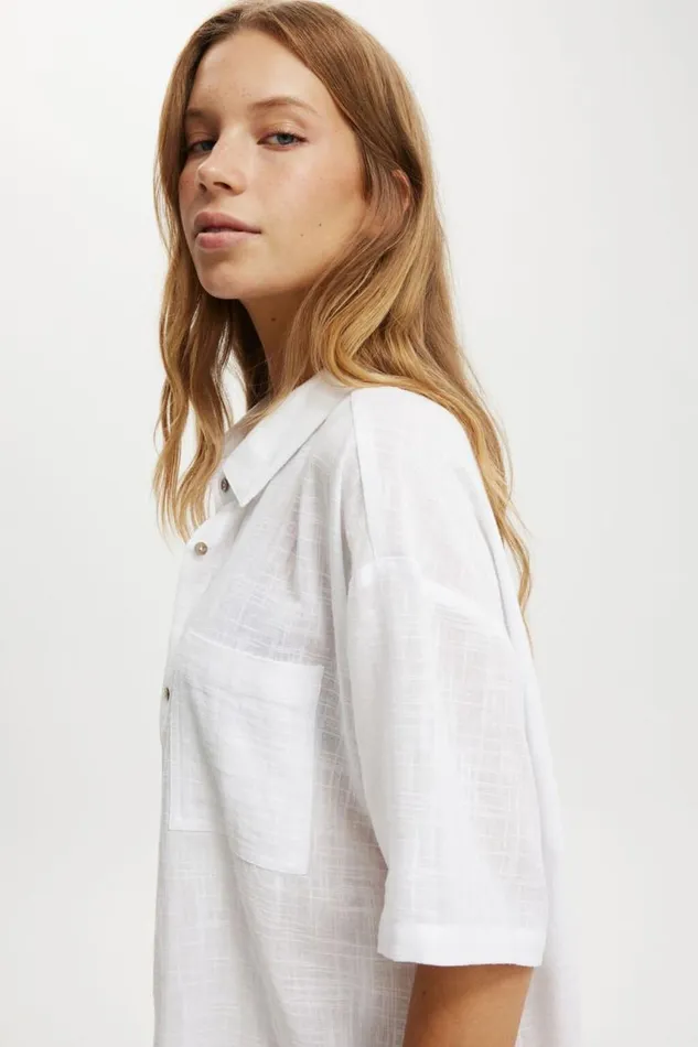 Cotton On Shorts The Essential Short Sleeve Beach Shirt White 8211 Women
