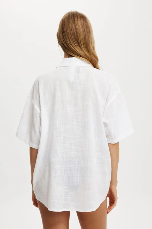 Cotton On Shorts The Essential Short Sleeve Beach Shirt White 8211 Women