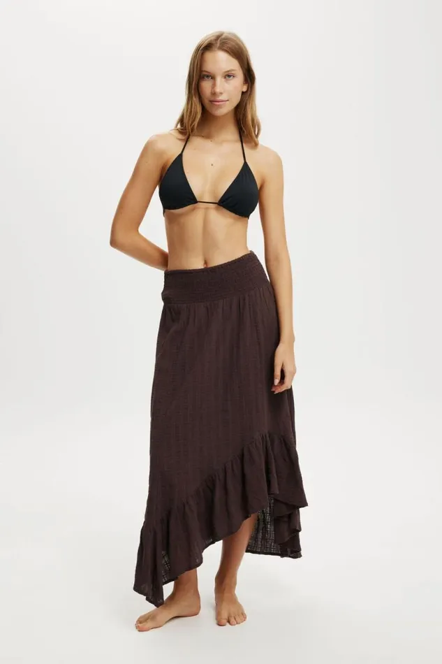 Cotton On Skirts Hanky Hem Beach Maxi Skirt Willow Brown 8211 Women
