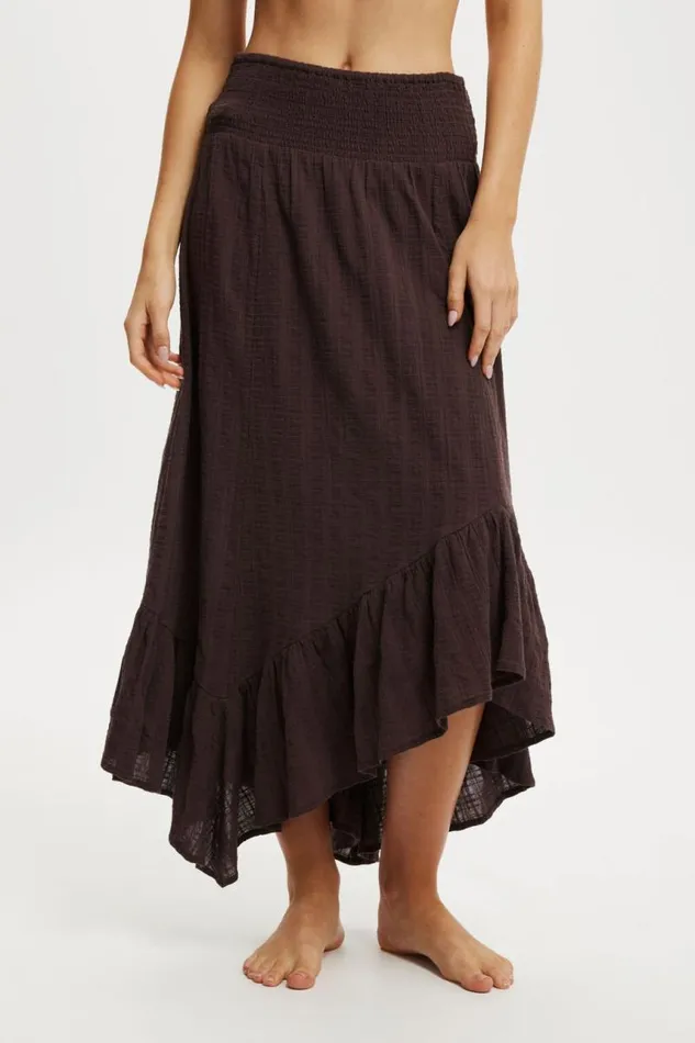 Cotton On Skirts Hanky Hem Beach Maxi Skirt Willow Brown 8211 Women