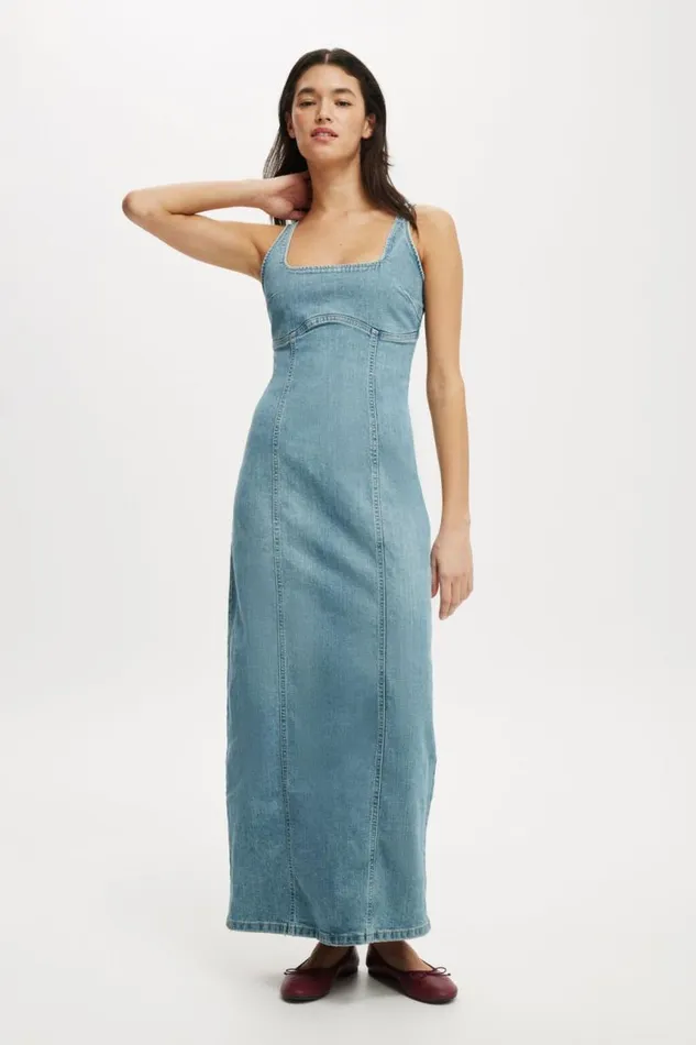Cotton On Skirts Sloan Denim Maxi Dress Jewel Blue 8211 Women