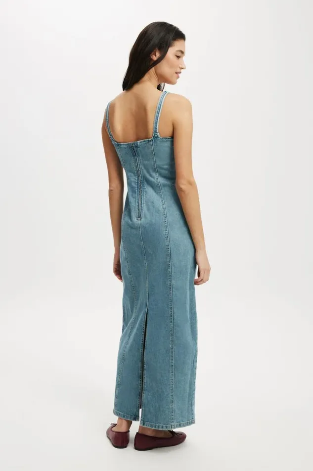 Cotton On Skirts Sloan Denim Maxi Dress Jewel Blue 8211 Women