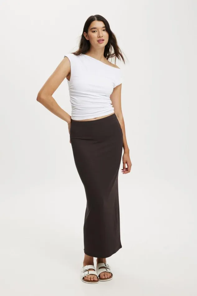 Cotton On Skirts Staple Rib Maxi Skirt Cold Brew 8211 Women