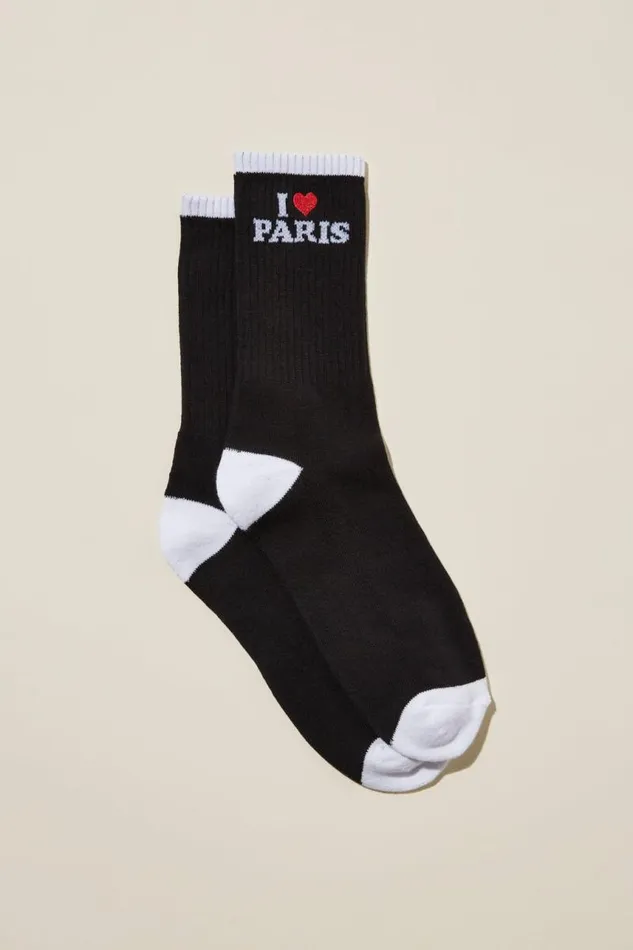 Cotton On Socks and Underwear Graphic Sock Blacki Love Paris 8211 Men