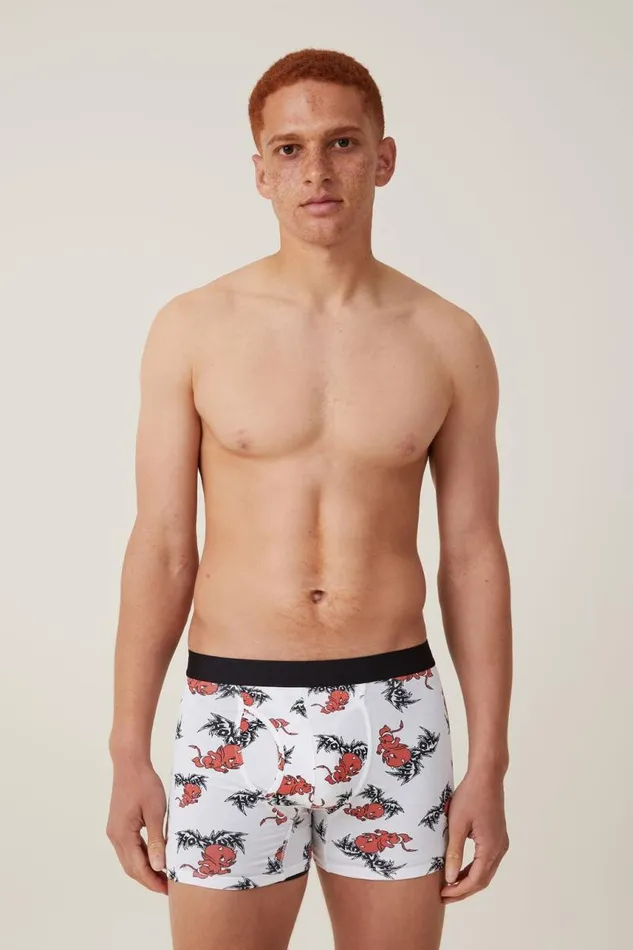 Cotton On Socks and Underwear Mens Special Edition Trunks Lcn Uni White Hot Stuff Metal Logo 8211 Men