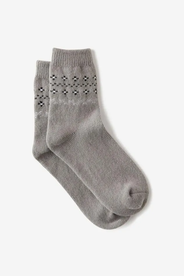 Cotton On Socks Brushed Fairisle Crew Sock Grey 8211 Women