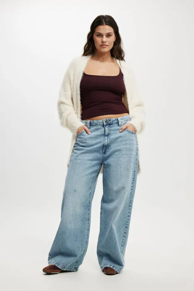 Cotton On SweatersandCardigans Faux Hair Longline Cardigan Ecru 8211 Women