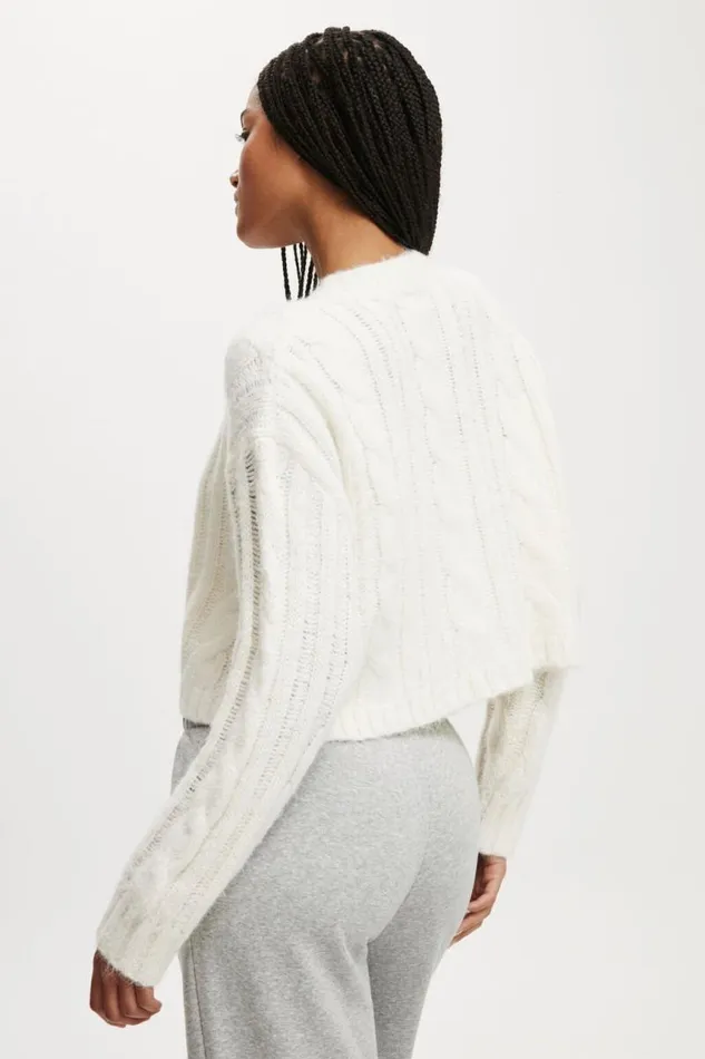 Cotton On SweatersandCardigans Fluffy Mid Cable Crew Cardigan Ecru 8211 Women Cotton On SweatersandCardigans Fluffy Mid Cable Crew Cardigan Ecru 8211 Women