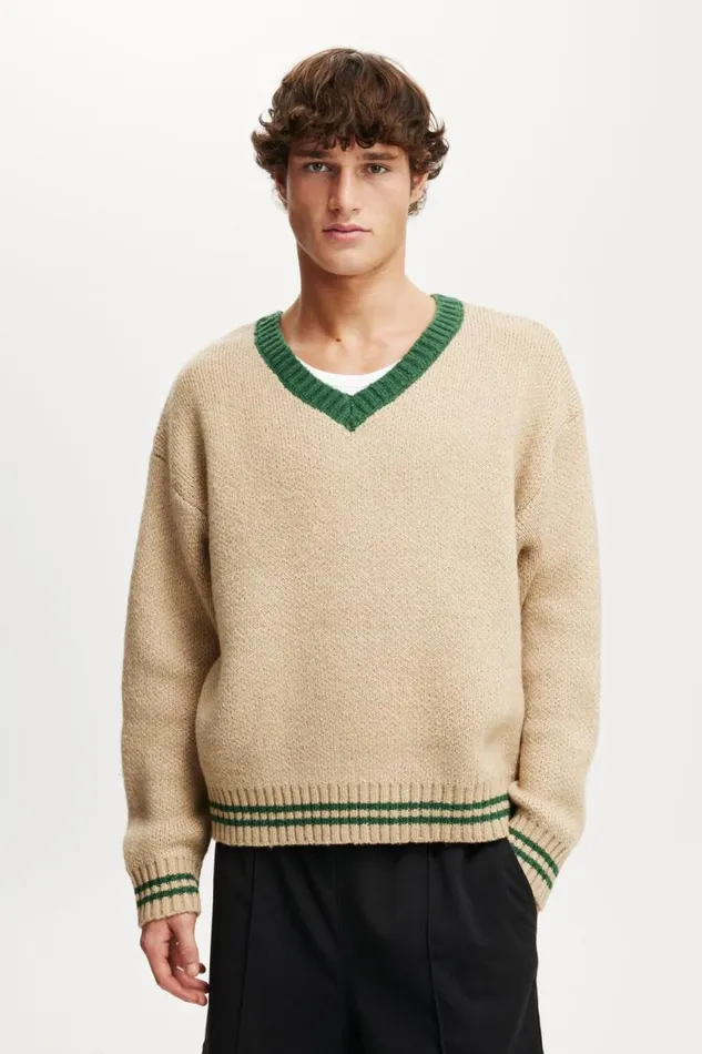 Cotton On Sweaters V Neck Knit Natural Marle 8211 Men