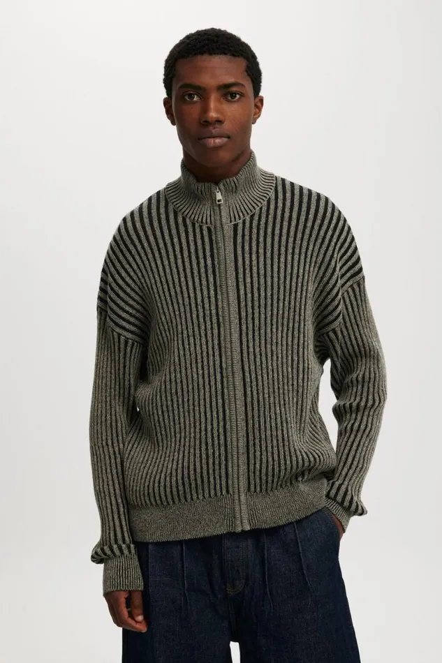 Cotton On Sweaters Zip Through Knit Black 8211 Men