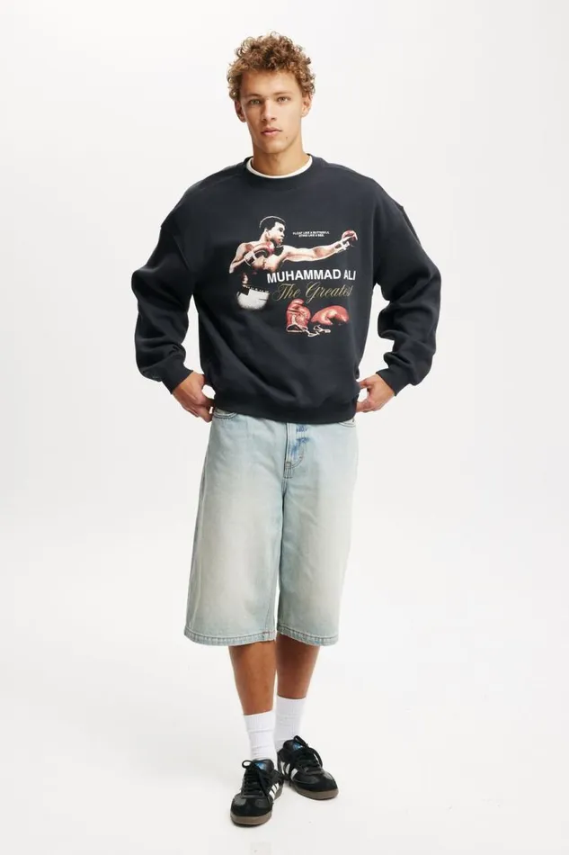 Cotton On Sweats and Hoodies Ali Box Fit Crew Sweater Lcn Ali Washed Blackali The Greatest 8211 Men Cotton On Sweats and Hoodies Ali Box Fit Crew Sweater Lcn Ali Washed Blackali The Greatest 8211 Men