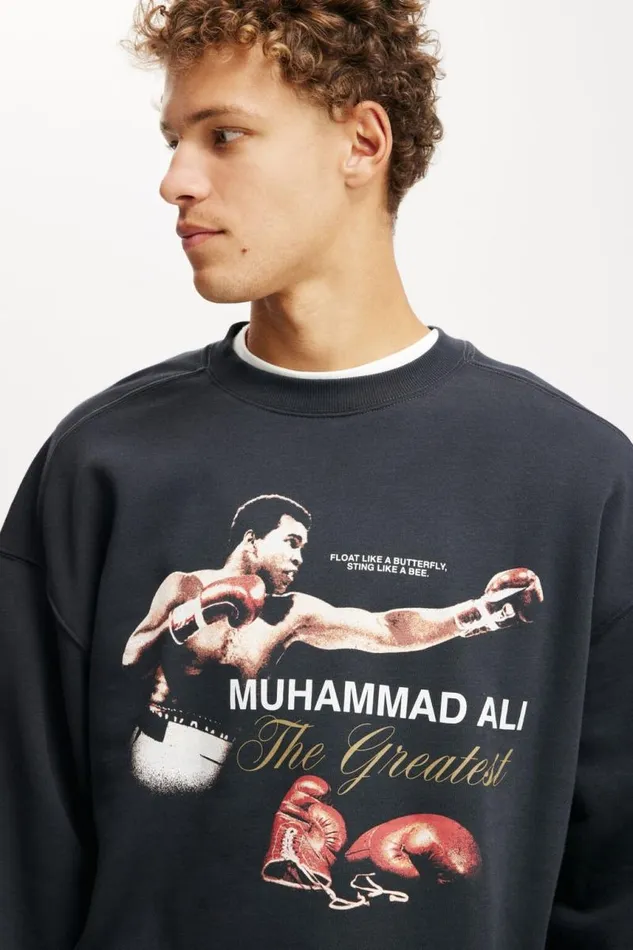 Cotton On Sweats and Hoodies Ali Box Fit Crew Sweater Lcn Ali Washed Blackali The Greatest 8211 Men Cotton On Sweats and Hoodies Ali Box Fit Crew Sweater Lcn Ali Washed Blackali The Greatest 8211 Men