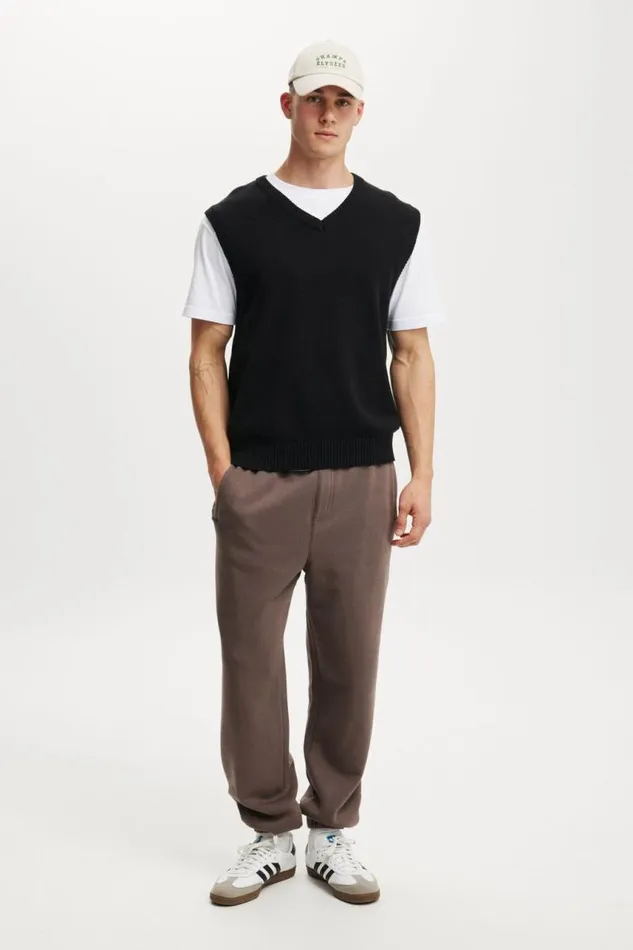 Cotton On Sweats and Hoodies Baggy Cuffed Track Pant Washed Chocolate 8211 Men