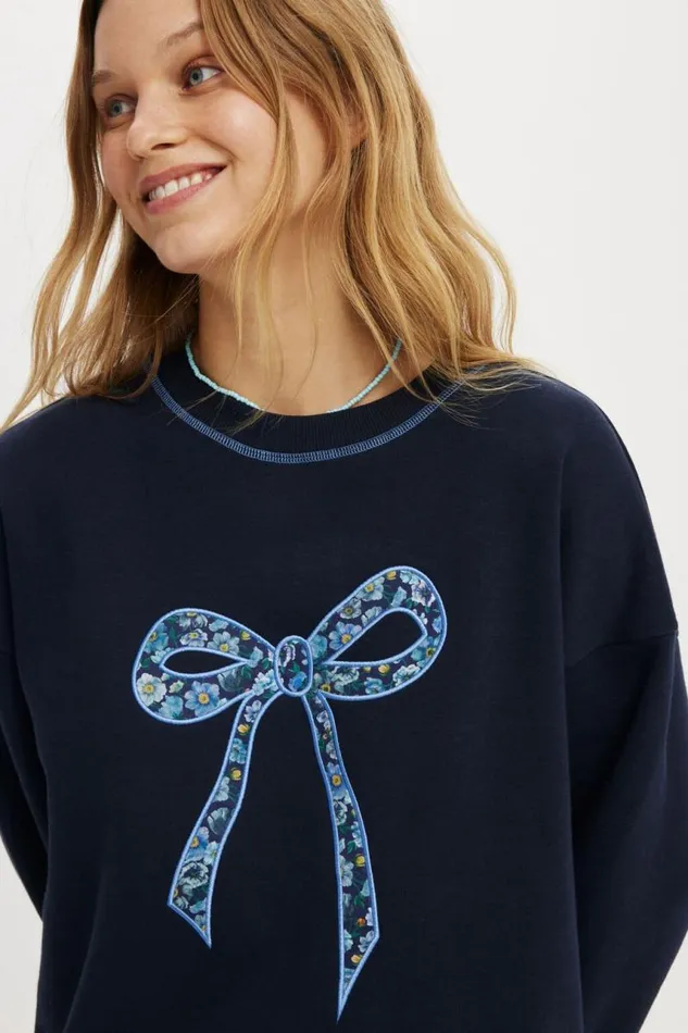Cotton On SweatsandHoodies Classic Crew With Liberty Fabric Graphic Bowtotal Eclipse 8211 Women Cotton On SweatsandHoodies Classic Crew With Liberty Fabric Graphic Bowtotal Eclipse 8211 Women