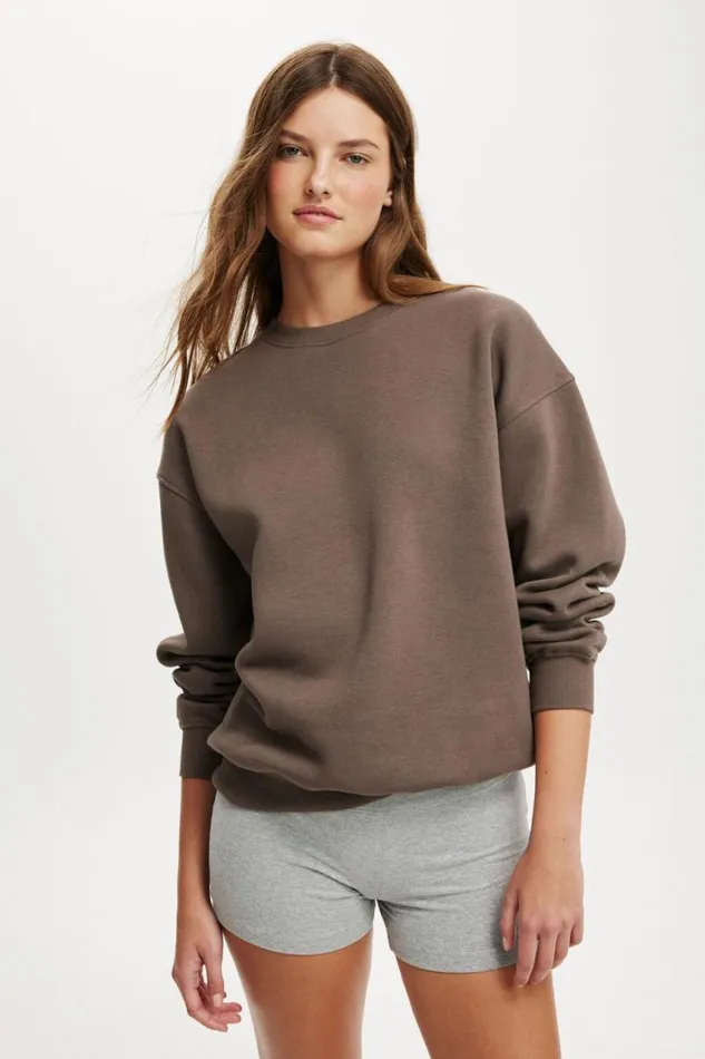Cotton On SweatsandHoodies Classic Fleece Crew Sweatshirt Dark Truffle 8211 Women