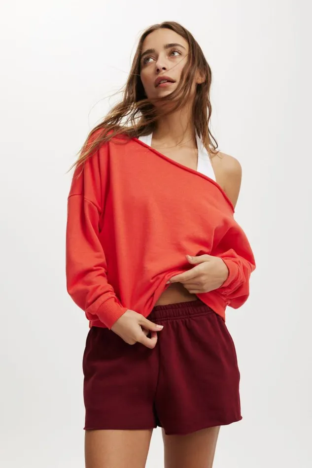 Cotton On SweatsandHoodies Classic Fleece Off The Shoulder Sweatshirt Vermillion 8211 Women Cotton On SweatsandHoodies Classic Fleece Off The Shoulder Sweatshirt Vermillion 8211 Women