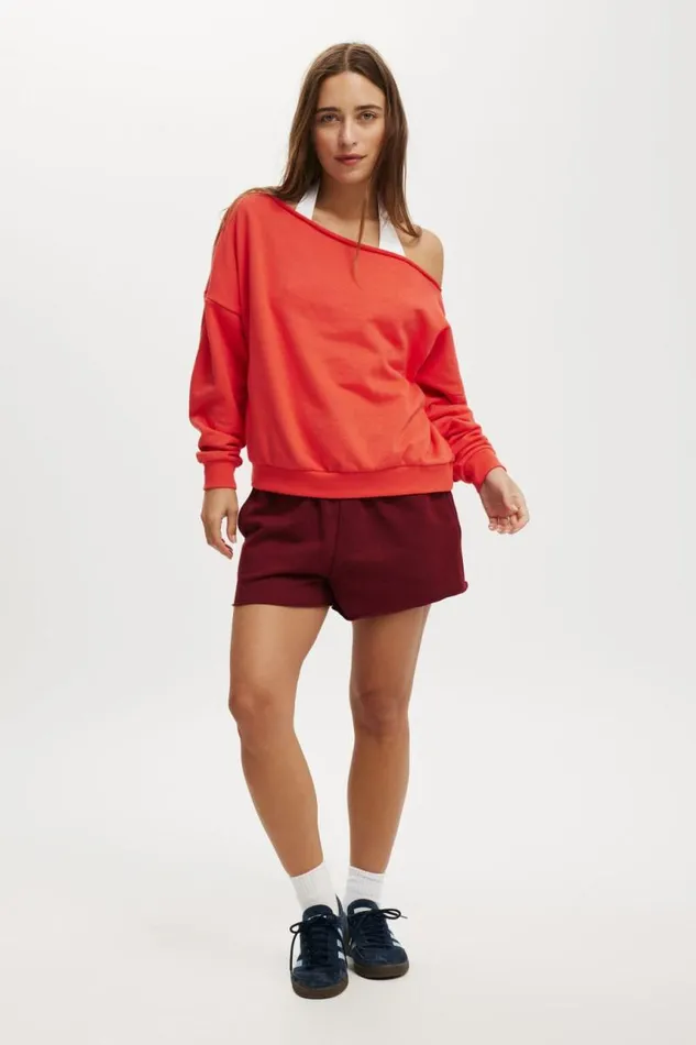Cotton On SweatsandHoodies Classic Fleece Off The Shoulder Sweatshirt Vermillion 8211 Women Cotton On SweatsandHoodies Classic Fleece Off The Shoulder Sweatshirt Vermillion 8211 Women
