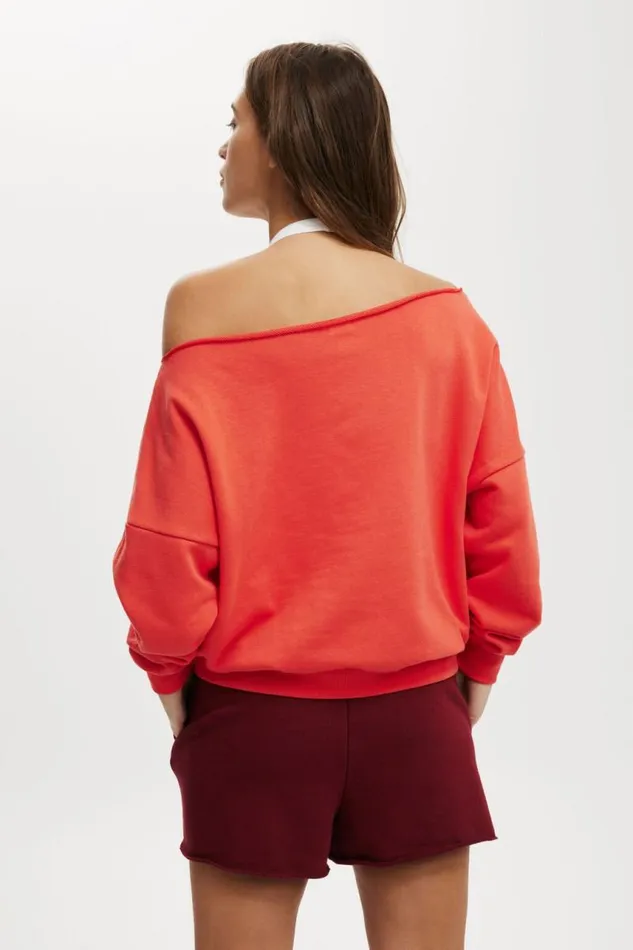Cotton On SweatsandHoodies Classic Fleece Off The Shoulder Sweatshirt Vermillion 8211 Women Cotton On SweatsandHoodies Classic Fleece Off The Shoulder Sweatshirt Vermillion 8211 Women
