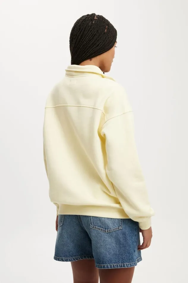 Cotton On SweatsandHoodies Classic Fleece Oversized Half Zip Sweatshirt Leisure Awaits Lemon Icing 8211 Women Cotton On SweatsandHoodies Classic Fleece Oversized Half Zip Sweatshirt Leisure Awaits Lemon Icing 8211 Women