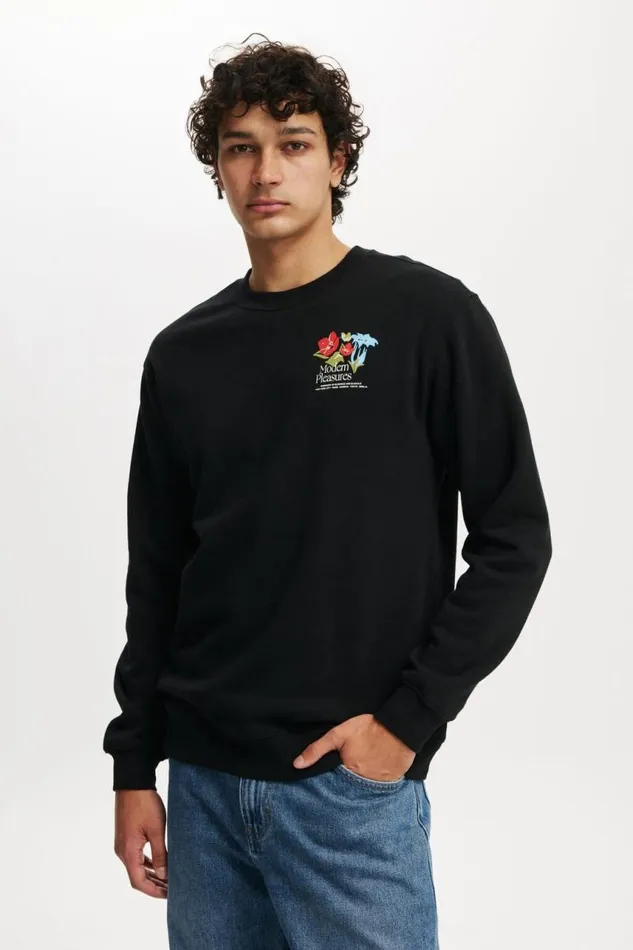 Cotton On Sweats and Hoodies Graphic Crew Fleece Blackmodern 8211 Men