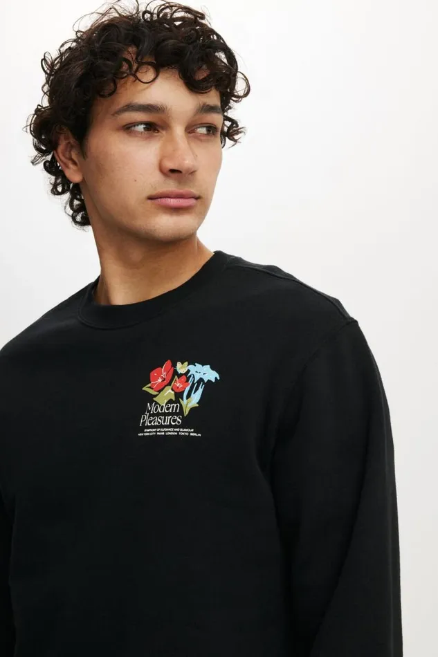 Cotton On Sweats and Hoodies Graphic Crew Fleece Blackmodern 8211 Men Cotton On Sweats and Hoodies Graphic Crew Fleece Blackmodern 8211 Men